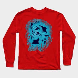 deep sea silhouette illustration Long Sleeve T-Shirt